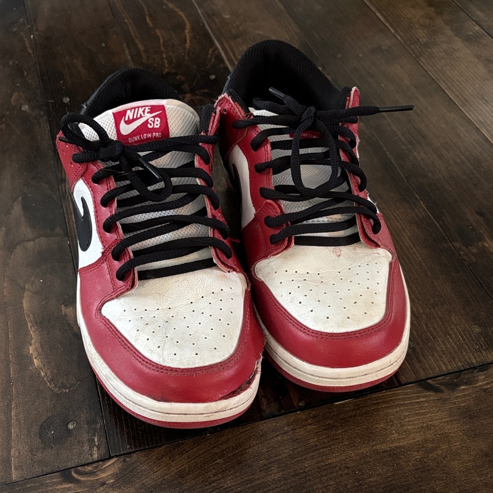 Nike SB Dunk Low Red and White Shoes